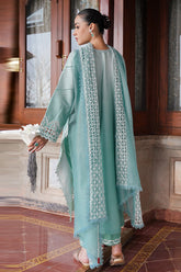 Cross Stitch | AQUA MELODY | 3PC SATIN EMBROIDERED SUIT